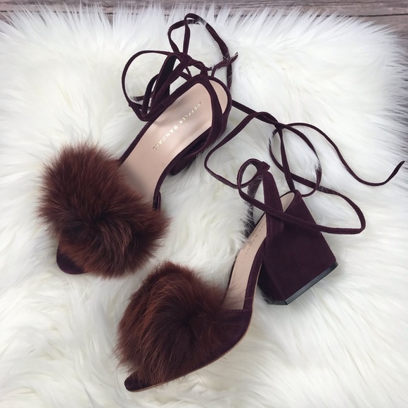Loeffler Randall Nicky Fur Suede Sandals - Picture 2 of 8